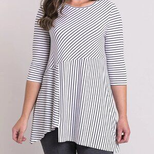 Blue Sky Charming Tunic Black & White Small Stripe, Bamboo